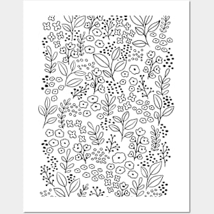 Lineart floral pattern Posters and Art